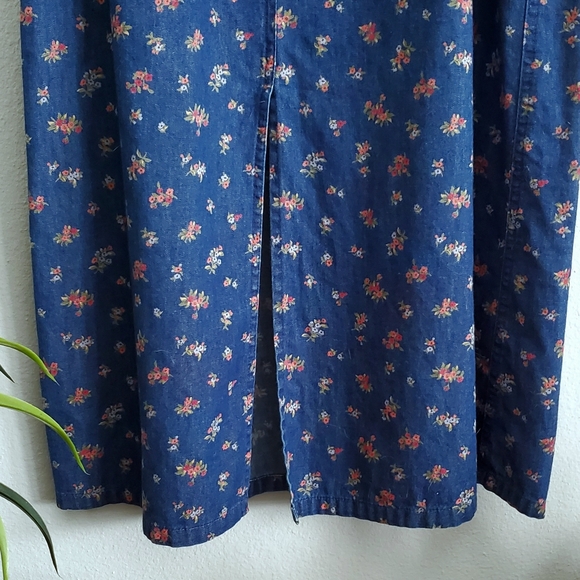 Vintage Liz Claiborne Floral Demin Chambray Dress - Picture 6 of 8